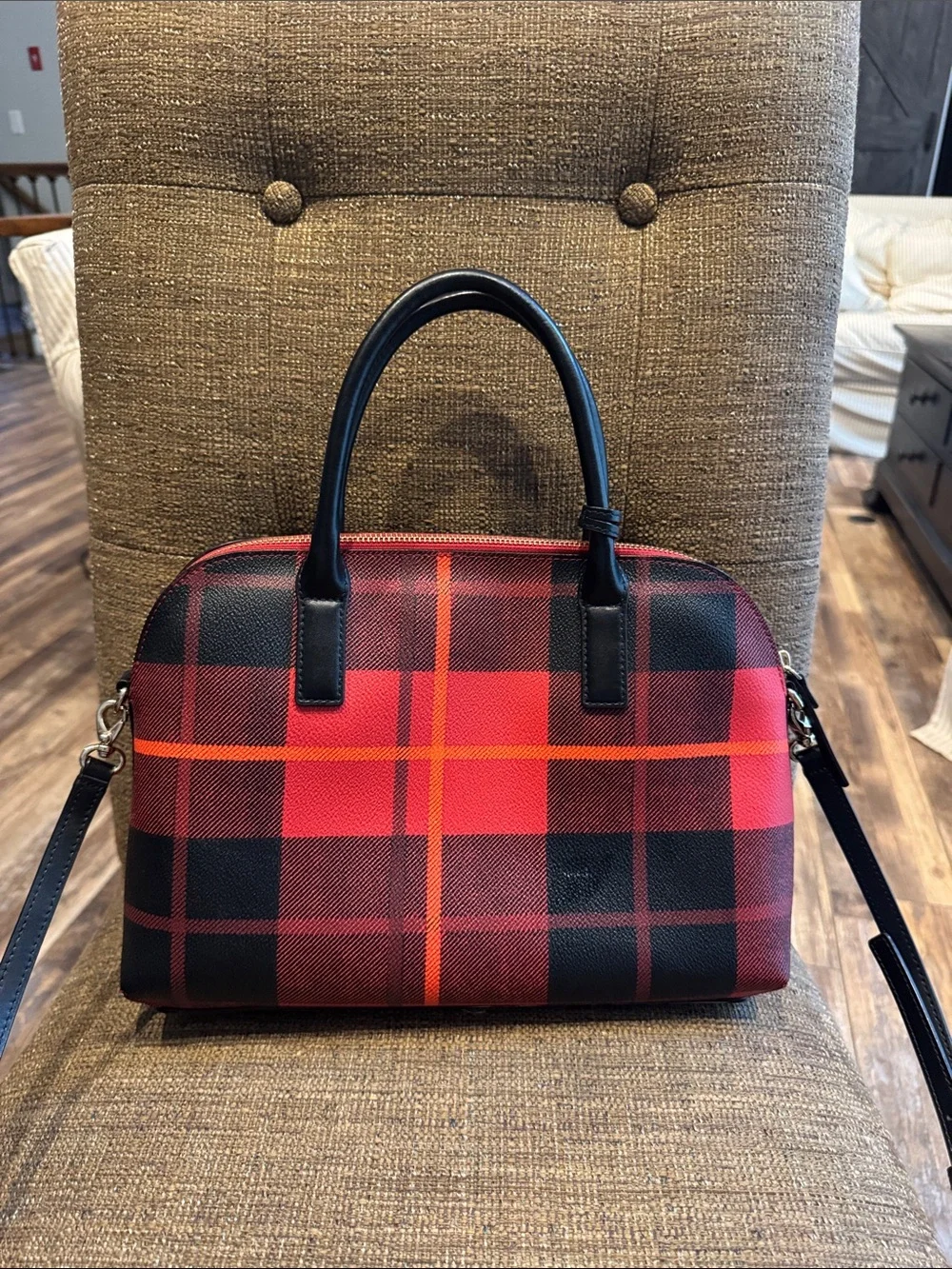 Kate spade bridgewater drive buffalo check plaid Rachelle crossbody tote bag